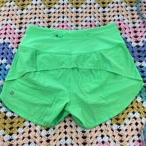 Lululemon Athletica Speed Up Pistachio Neon Green Athletic Lined Running Shorts
